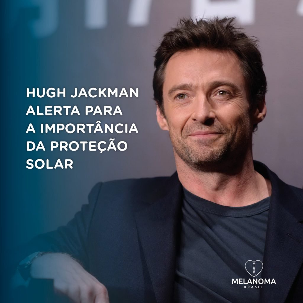 Imagem do ator Hugh Jackman, que faz nas redes sociais um alerta sobre o câncer de pele